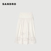 Sandro 棉质仿珠饰镂空花朵 A字半身裙 白色