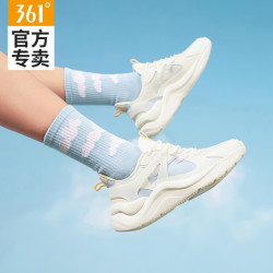 361° 云舒4女鞋运动鞋2026夏季新款透气网面休闲鞋轻便软底老爹鞋子女 羽毛白/氧气蓝-6706 36