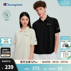 Champion 冠军POLO衫男短袖2026春季新款凉感T恤简约潮流夏季宽松短袖 黑色 L