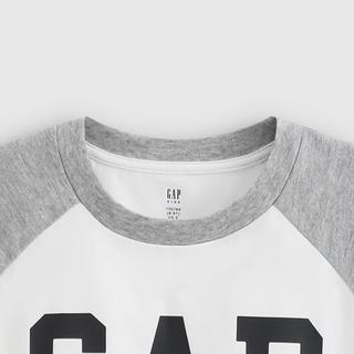 Gap 男女童纯棉Logo印花插肩袖T恤 浅麻灰色 160cm