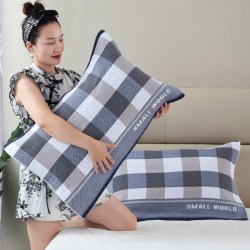 恩爱鸟 纯棉枕巾一对装 全棉纱布 加大加厚 吸汗 格调深蓝