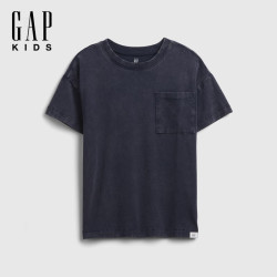 Gap 男幼童夏季款口袋圆领短袖T恤百搭儿童装上衣美版767572 海军蓝 110 /56(4-5岁)