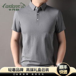 卡丹路 2026新款短袖Polo衫男夏季纯色薄款棉麻透气翻领体恤半袖男装上衣 浅灰色