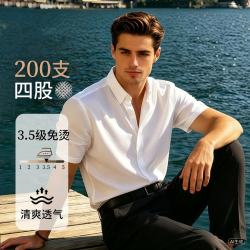 罗蒙 男士高端短袖衬衫 商务通勤纯棉职业衬衣