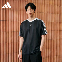 adidas 三叶草系列 男 JACQUARD JERSEY 短袖上衣 KD5830 黑色 L