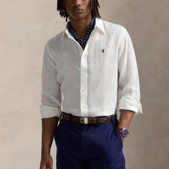 RALPH LAUREN 亚麻材质 纯色 POLO衫 多色可选