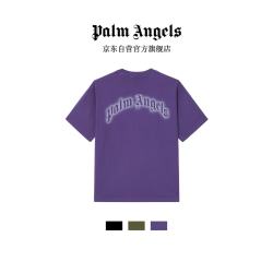Palm Angels 情侣装短袖T恤男女新款轻奢潮牌多色圆领半袖 深紫色    XL