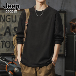 JEEP SPIRIT 吉普纯棉打底衫男秋季220G重磅山系复古长袖t恤百搭美式休闲男装