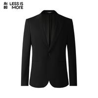 利郎 青年商务男装西服男戗驳领羊毛休闲单西肌理西装外套 黑色（1SA） XL (175)
