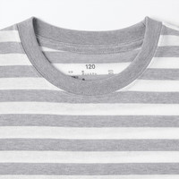 無印良品 MUJI CB1J3A4S 圆领条纹短袖T恤 灰色条纹 110cm