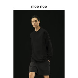nice rice 男士全棉针织圆领长袖T恤 NCC02017 260G