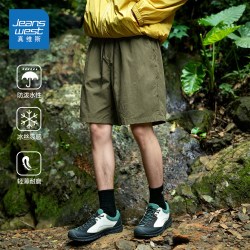 真维斯 短裤男款夏季2026新款冰丝登山运动裤男军绿户外山系伞兵五分裤薄 军绿(纯色) L (175)