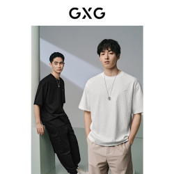 GXG 男装 双色满身提花简约短袖T恤男士 夏  白色 L