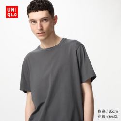 优衣库 男女装圆领T恤SUPIMA COTTON短袖纯棉质感475357 465494 475357/07青灰色 S /165/84A
