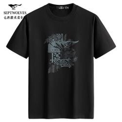 七匹狼 [7A抗菌凉感]短袖t恤男士夏季印花吸湿透气休闲上衣服男装打底衫
