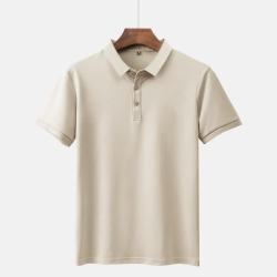 马尼亚袋鼠 polo衫男士短袖高端POLO美式夏季上衣服纯色商务翻领 杏色 （90-100斤）