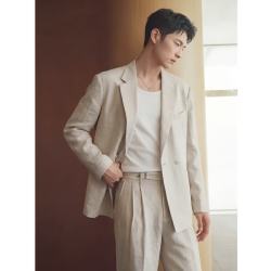 伯爵卓尔 老钱风通勤休闲西装外套男士春秋季高端西服 雨露色 （西服外套） XL