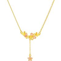 周六福 樱花蝴蝶足金999黄金项链吊坠女生日礼物计价A0614925 约4.09g