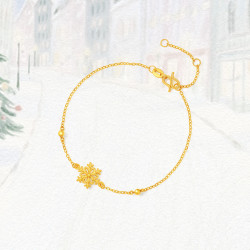 周六福 冰雪颂歌黄金手链足金雪花生日礼物计价A0724692约2.17g 16+3cm