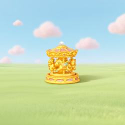 潮宏基 黄金摆件 旋转木马 收藏生日礼物 计价 （配玻璃罩） 5.6克