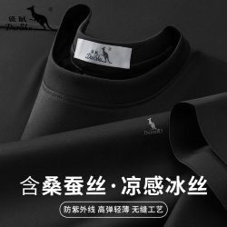 袋鼠 夏季高弹轻薄纯色圆领短袖t恤男