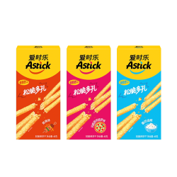 AStick 轻脆棒48g*3盒蛋卷松脆多孔肉香四溢酸奶口味鲜甜番茄味