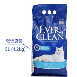 铂钻 EverClean）猫砂蓝标膨润土猫砂宠物猫厕所用品吸水结团活性炭矿石原装进口 4.2kg--袋装便携款