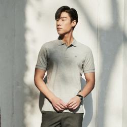雅戈尔 短袖T恤男防汗拒水纯色翻领凉感商务休闲夏季亲肤 灰色