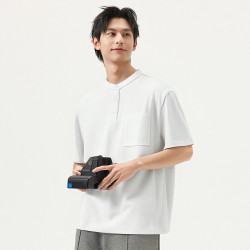 gxgjeans 男多色基础休闲亨利领短袖T恤