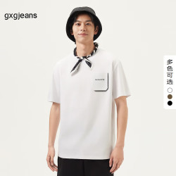 gxgjeans 男圆领简约口袋个性印花T恤