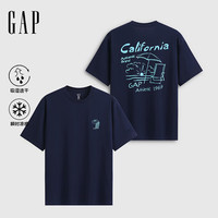 Gap 男女装2026夏季新款吸湿速干凉感舒适印花宽松短袖T恤891427