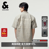 杰克琼斯 杰克·琼斯（JACK&JONES）夏季男款衬衫短袖宽松格纹字母胶印侧缝织布舒适226204035 C13羽毛灰 M