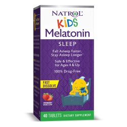 NATROL 儿童褪黑素快溶咀嚼 1mg 草莓味 40粒 4岁以上适用 素食