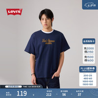 Levi's 美式复古印花针织短袖T恤 深蓝色 M