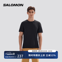 萨洛蒙 男款 户外运动休闲舒适轻量透气快干徒步短袖T恤 OUTLINE SS TEE 深黑色 C21169 M