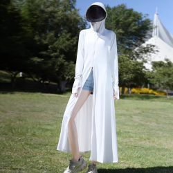 浪莎 防晒衣2026新款长款冰丝轻薄防晒服 冰霜白