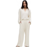 lululemon BeCalm 女士高腰褶饰加宽阔腿裤 浅象牙白 S LW5JMTA