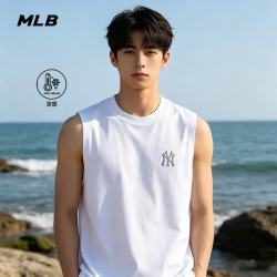MLB 官方 凉感背心2026夏季新款运动上衣无袖男装宽松休闲针织背心 白色/NY标 凉感 M