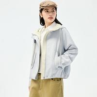 飞鸟和新酒 小个子短款撞色连帽春秋季宽松休闲外套高级感洋气百搭上衣女式