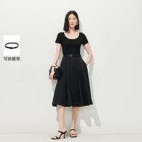 VERO MODA 灵动飘逸 女士连衣裙 夏季新品可拆腰带拼接收腰短袖长裙