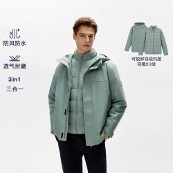 TOMMY HILFIGER 男士三合一透气耐磨羽绒服