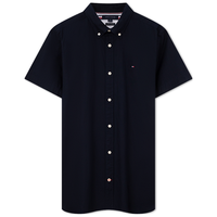 TOMMY HILFIGER 舒适府绸易打理纯色短袖衬衫