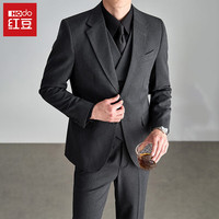 Hodo 老钱风意式工艺米兰眼条纹男士西服套装商务 深灰   XL