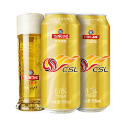 青岛啤酒 0.0%无醇白啤 原麦汁浓度5°P 500mL 12罐 整箱装 中超定制