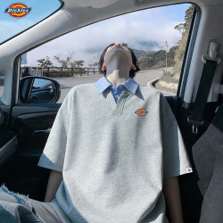 Dickies 美式痞帅假两件 短袖POLO衫 男士夏季潮牌 透气半袖 休闲上衣
