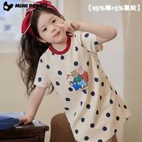 小猪班纳 女童纯棉波点连衣裙