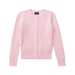 RALPH LAUREN 赵露思同款女大童纯棉针织开衫，Warm White实物为白色logo