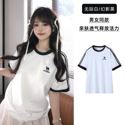 骆驼 T恤女柔棉T神100%纯棉夏季圆领复古美式宽松运动休闲上衣短袖