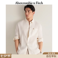 Abercrombie & Fitch 经典小麋鹿图案美式复古情侣条纹泡泡纱衬衫