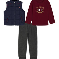 TOMMY HILFIGER Boys 4-7 Three Piece Vest and Pants Set